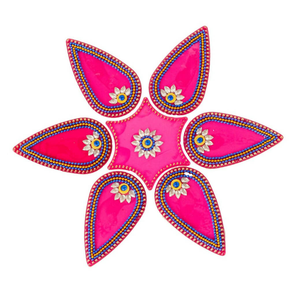 Kundan HandiKrafts Drop Rangoli Pink (Medium) - Aahana - The Bliss Store