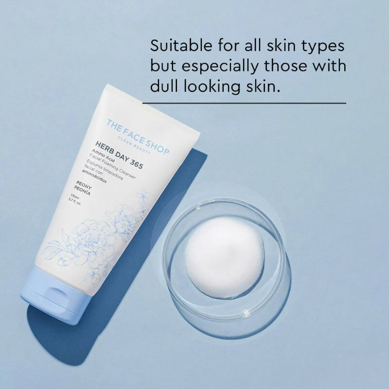 The Face Shop Herb Day Amino Acid Face Wash, Gentle Cleanser that Exfoliates & Brighten Skin - Korean Skincare | Swadesiicart