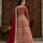 Anaita Maroon Embroidered Net Stitched Anarkali Suit