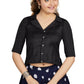 Aastha Fashion Women's Women's Black Art Silk Button Readymade Blouse