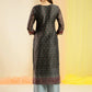 Dark Green Chinon Digital Printed With Hand Work Kurta - Himanshi - Swadesiicart