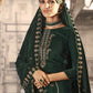 Jyoti Fashion Women's Green Velvet Floral Resham Thread with Jari work Kurta with Trouser & Dupatta | Swadesiicart