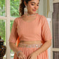 Janasya Peach Georgette Foil Print Lehenga Choli Dupatta | Swadesiicart