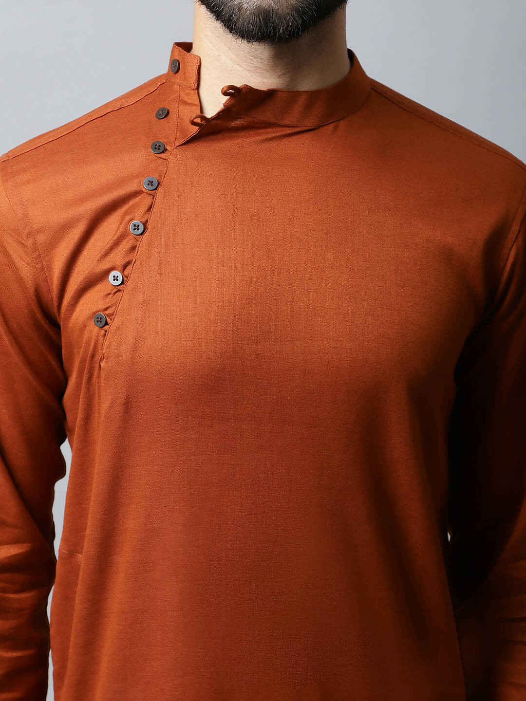 Even Apparels Brown Color Pure Cotton Men's Kurta With Side Placket (SLD1137) | Swadesiicart