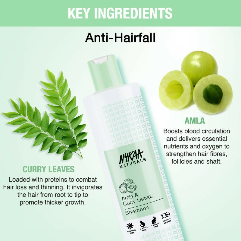 Nykaa Naturals Longer & Thicker Hair - Free Shampoo With Amla, Curry Leaves & Coconut Oil - Swadesiicart