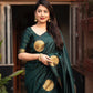Green Silk Woven Saree with Unstitched Blouse - Hiral Fashion | Swadesiicart