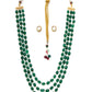 Long Layered Green Neckpiece wtih Kundan Studs Jewellery Set (Green) - Ruby Raang - Swadesiicart