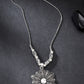 NVR Women's Silver-Toned Decent Floral Shape Pendant with Chain | Swadesiicart