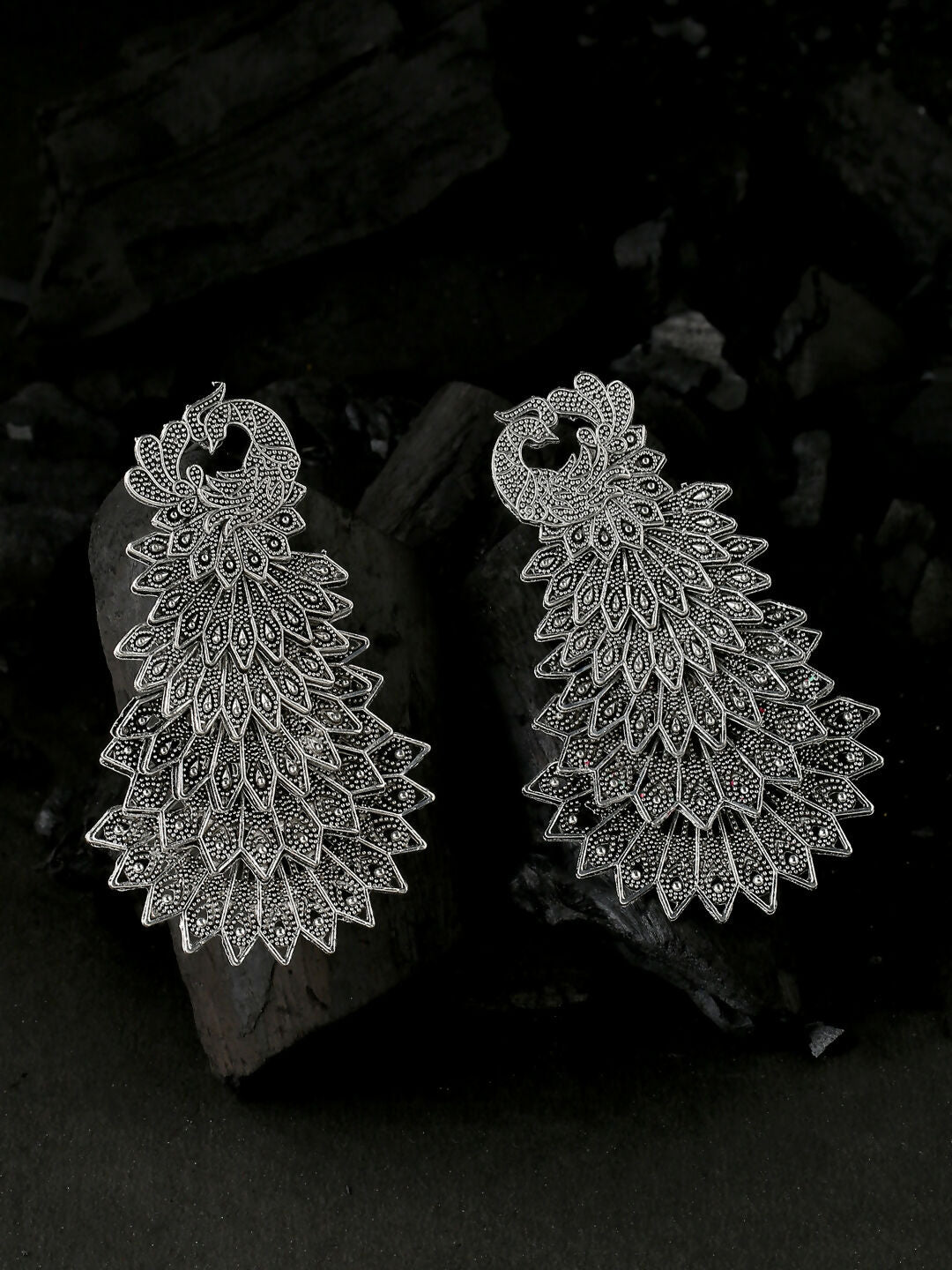 NVR Women Silver Toned Contemporary Drop Earrings | Swadesiicart