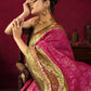 Vishnu Weaves Women's Pink Paithani Silk Saree with Blouse - Swadesiicart
