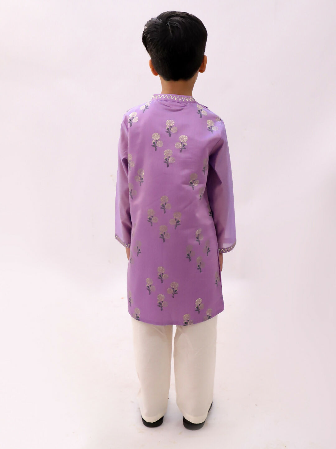 Lil Drama Mishti Purple Kurta Pyjama Set For Boys | Swadesiicart