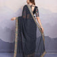 Black Georgette Bandhani Printed,Embroidery Work Saree - Surkhi