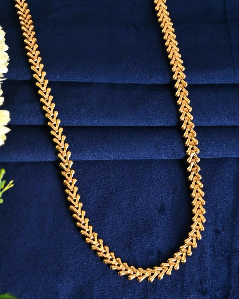 VOJ Gold-Polished Designer V Shaped Chain For Men | Swadesiicart