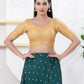 Joban Fashion Gold Tissue Elbow Sleeveless Back Open Blouse - Swadesiicart