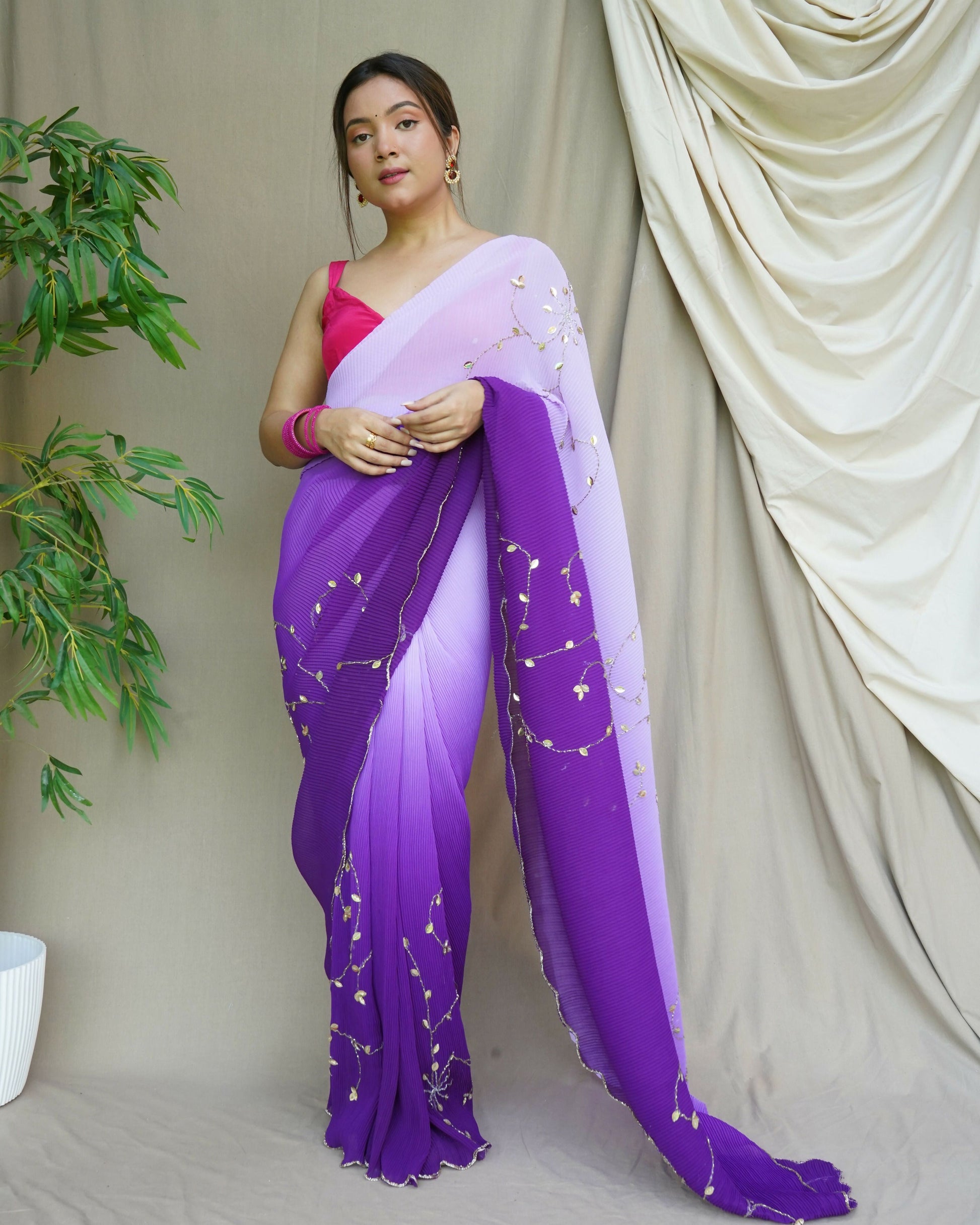 Vamsee Antara Purple Georgette Saree - Swadesiicart