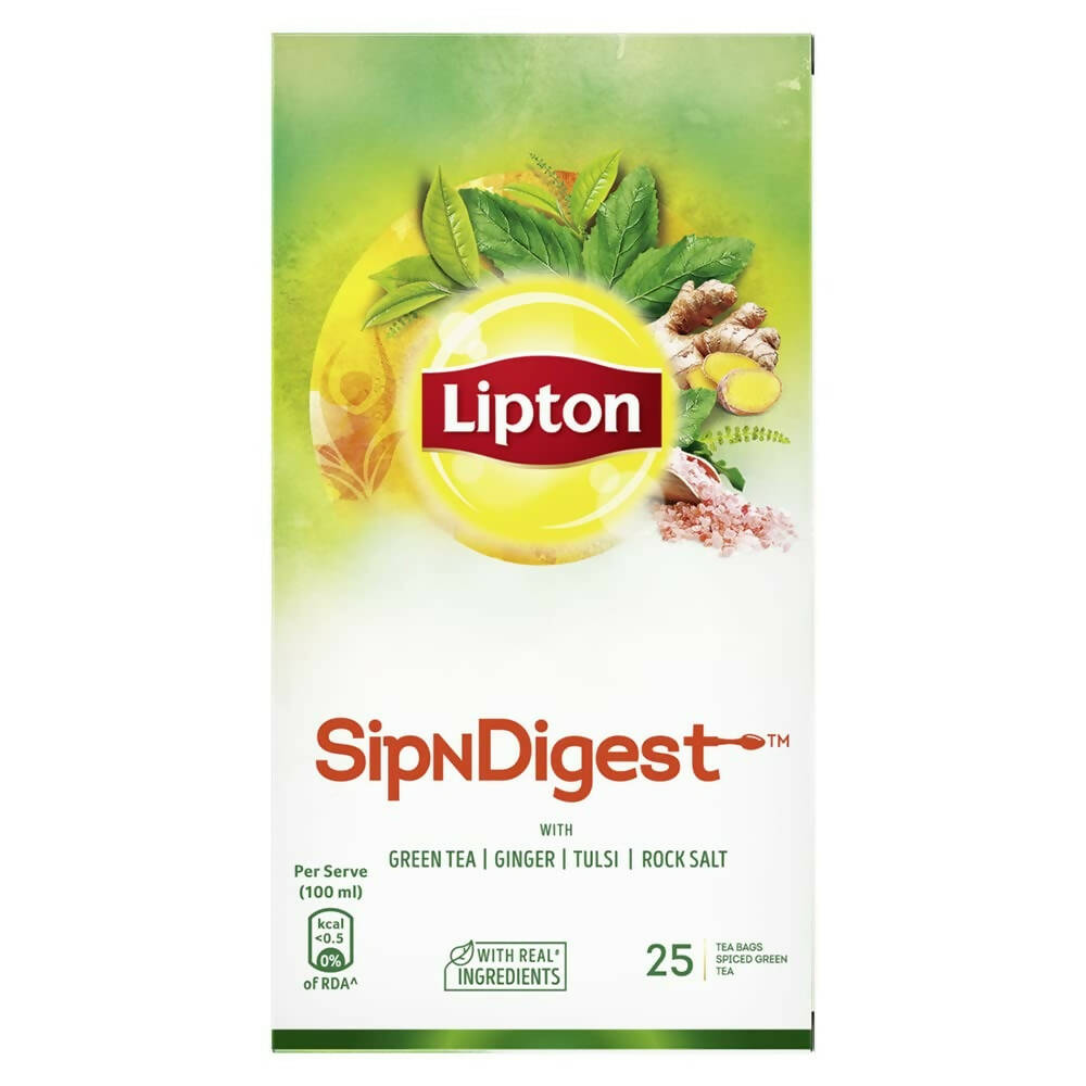 Lipton SipNDigest With Tulsi & Rock Salt Ginger Green Tea Bags - Swadesiicart