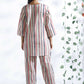 Breathables Women’S Pink Cotton Stripes Loungewear Co-Ord Set