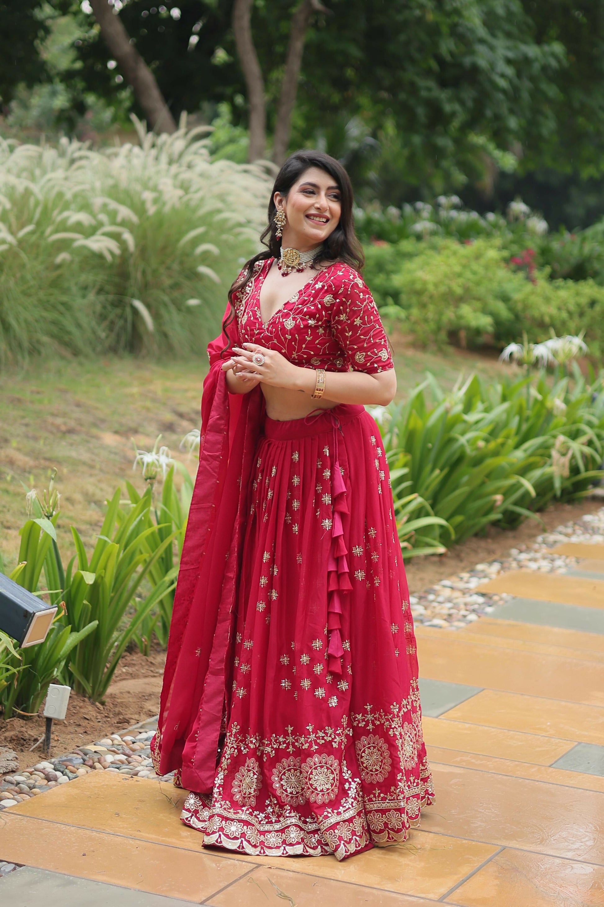 Lorenvalley Ranipink Rangoli Silk Heavy Sequins & Thread Embroidered work Lehenga Choli | Swadesiicart