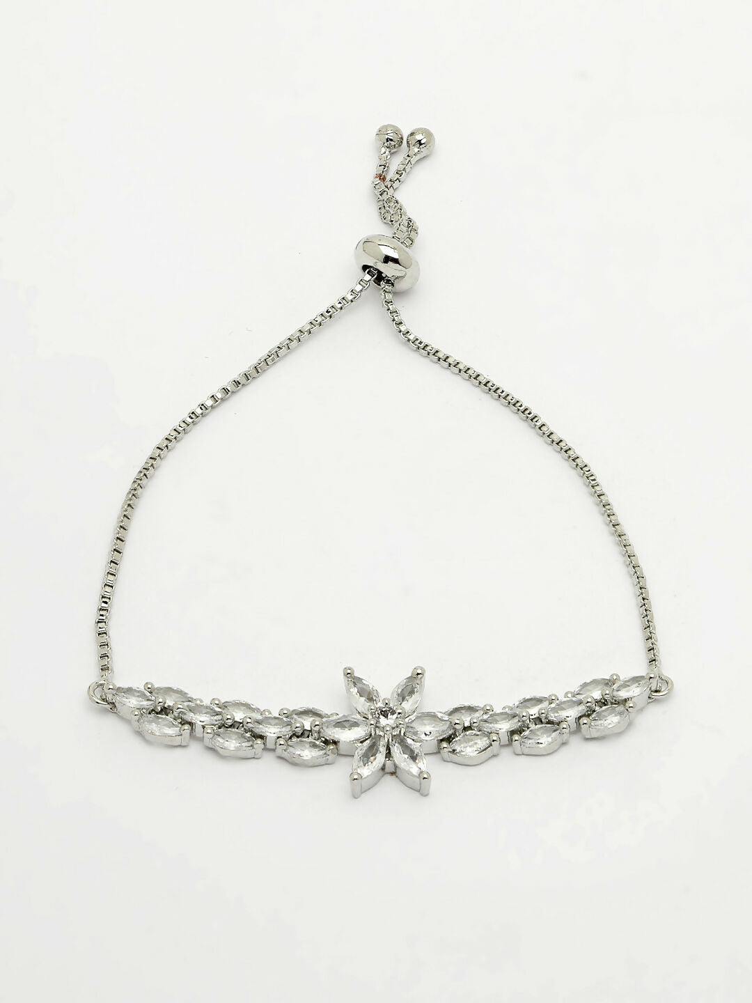 NVR Women Silver-Plated American Diamond Studded Rakhi With Roli Chawal | Swadesiicart