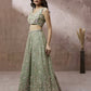 House of Panchhi Lime Green Pure Georgette Sequins with heavy Zarkan embroidery Lehenga choli & Dupatta | Swadesiicart