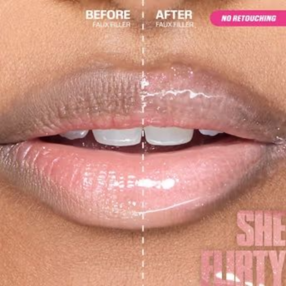Huda Beauty Icy Nude Faux Filler Lip Gloss - She Flirty | Swadesiicart