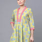 Ahalyaa Women Cotton Blend Lemon Yellow Digital Printed Tunic | Swadesiicart