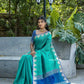 Vishnu Weaves Women's Rama Raw Silk Zari Woven Saree with Blouse - Swadesiicart