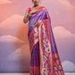 Vishnu Weaves Women's Royal-Blue Paithani Silk Zari Woven Saree with Blouse - Swadesiicart