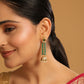 Nuyug 22K Gold Plated Green Fern Earrings | Swadesiicart