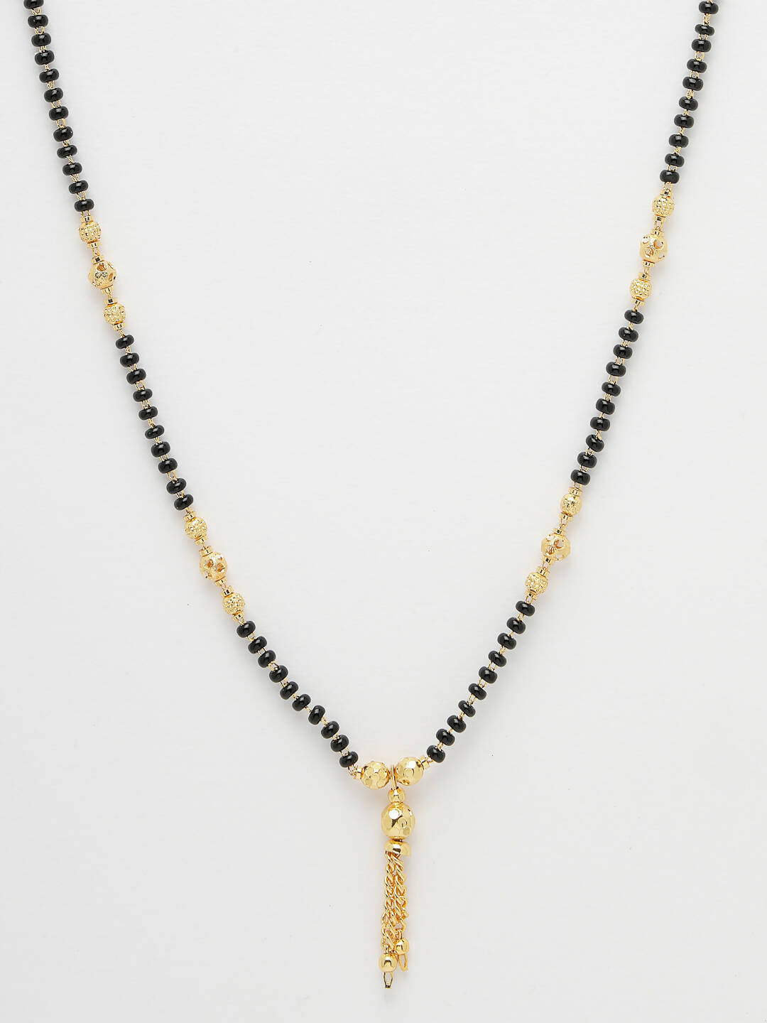 NVR Women Ethnic Gold-Polished Beaded Mangalsutra - Swadesiicart