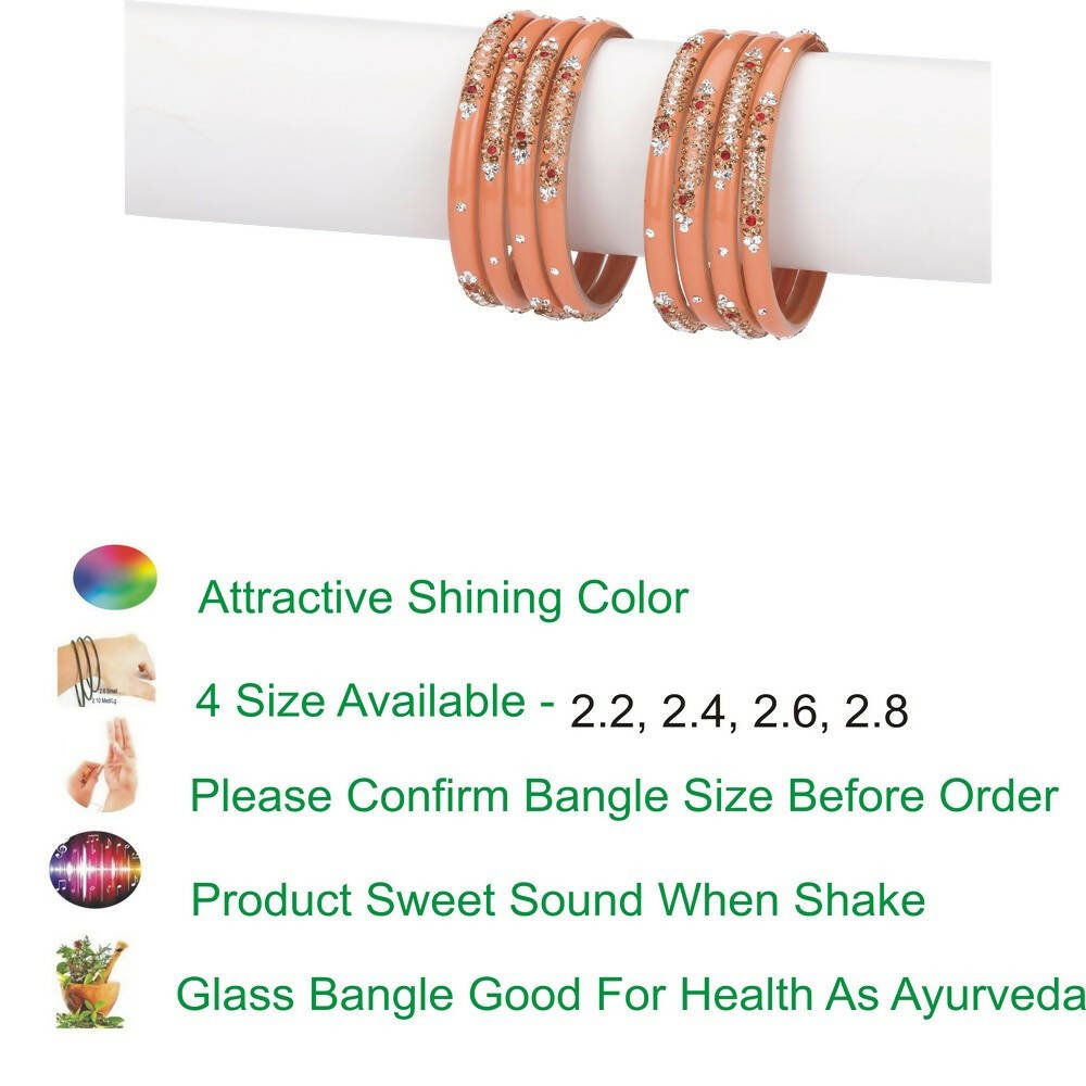 Afast Bridal Wedding & Party Fashionable Colorful Glass Bangle/Kada Set, Pack Of 8 - Pink - Swadesiicart
