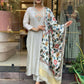 The52 Off White Women's Gorgeous Embroidered Viscose Chanderi Fabric Straight Kurta Pant with Dupatta Set - Swadesiicart