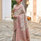 Vishnu Weaves Women's Cream Silk Woven Saree with Blouse - Swadesiicart