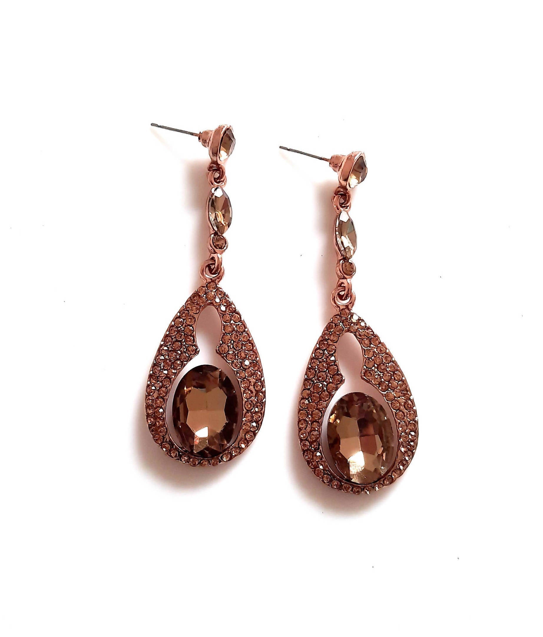 Bling Accessories Glass Crystal Stone Studded Metal Earrings | Swadesiicart