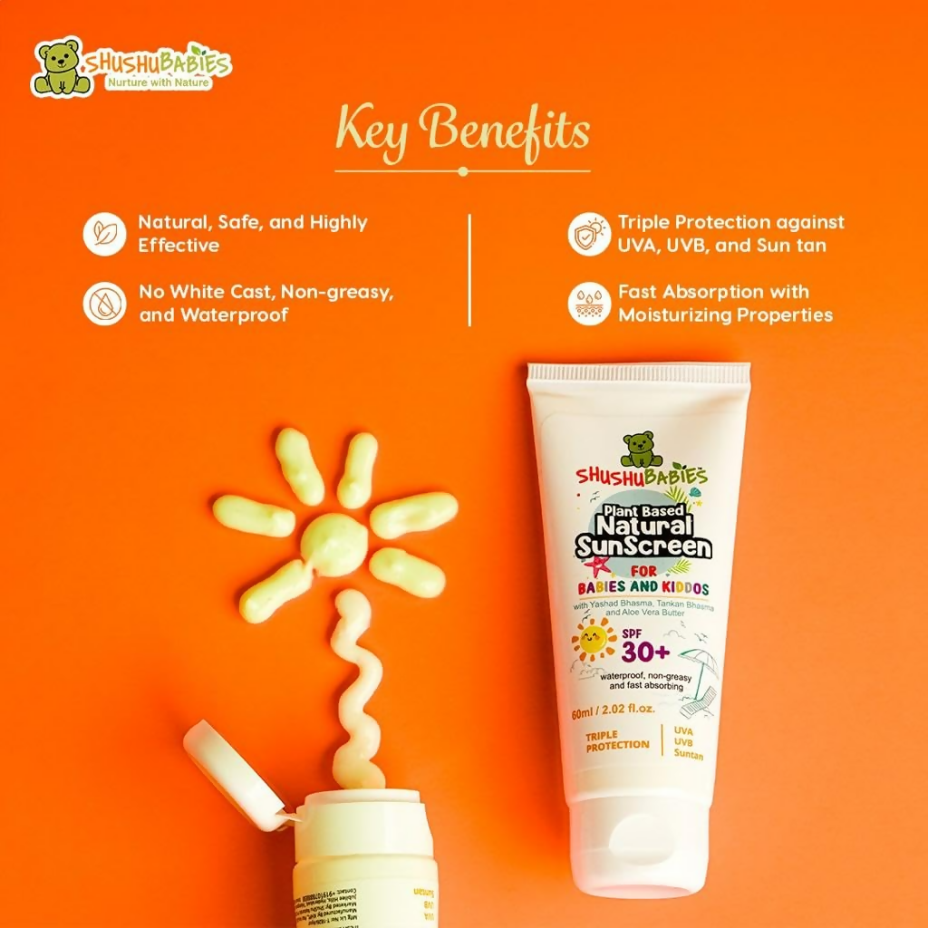 ShuShu Babies Sunscreen For Babies & Kids , SPF 30+ (under 0-12 Years) - Swadesiicart