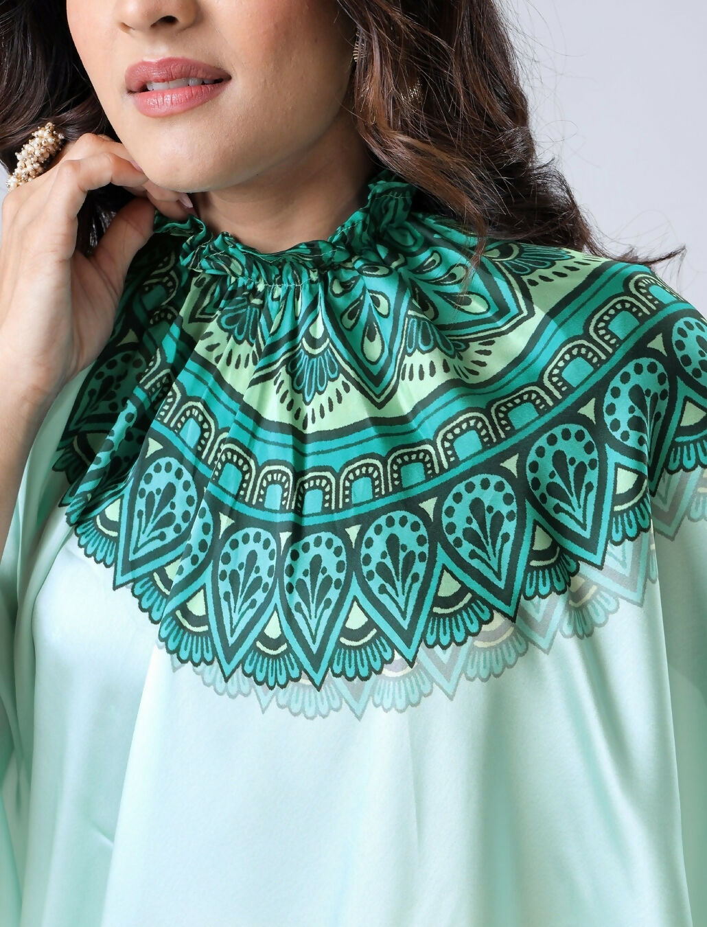 Vastranavya Electric Blue Mandalaa Print Freehand Ready to Wear Saree | Swadesiicart