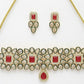 NVR Women's Red & Gold Kundan Studded Handcrafted Choker Jewellery Set - Swadesiicart