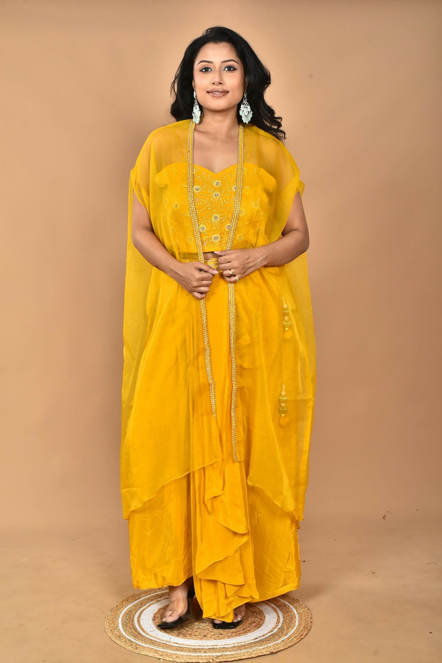Morchari Women Hand Embroidery Crop Top-Yellow - Swadesiicart