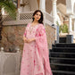 The52 Pink Women's Beautiful Chanderi Fabric Printed Work Straight Kurta Pant and Dupatta Set - Swadesiicart