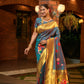 Jyoti Fashion Women's Teal Paithani Silk Zari Woven Saree with Blouse | Swadesiicart