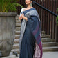 Beatitude Blue Cotton Jacquard Border Tangail Handloom Saree