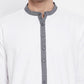 Even Apparels White Pure Cotton Men's Kurta With Contrast Collar And Placket | Swadesiicart