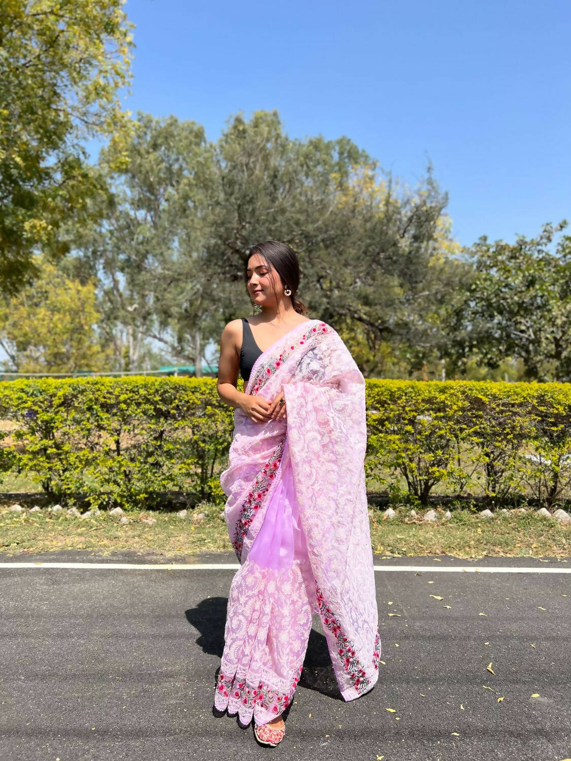 Vamsee Purple Organza Saree - Swadesiicart
