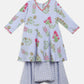 Ahalyaa Blue Crepe Printed Kids Kurta With Harem Pants For Girls | Swadesiicart
