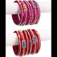 Afast Bridal Wedding & Party Fashionable Colorful Glass Bangle/Kada Set, Pack Of 12 - Red, Pink - Afast Enterprises