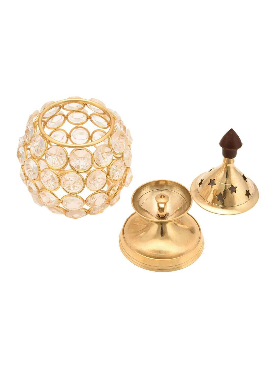 Craftvatika Gold Toned Brass Decorative Akhand Diya Oil Lamp | Swadesiicart