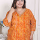 Miravan Women's Plus Size Yellow Bandhani Printed Straight Kurta - Swadesiicart