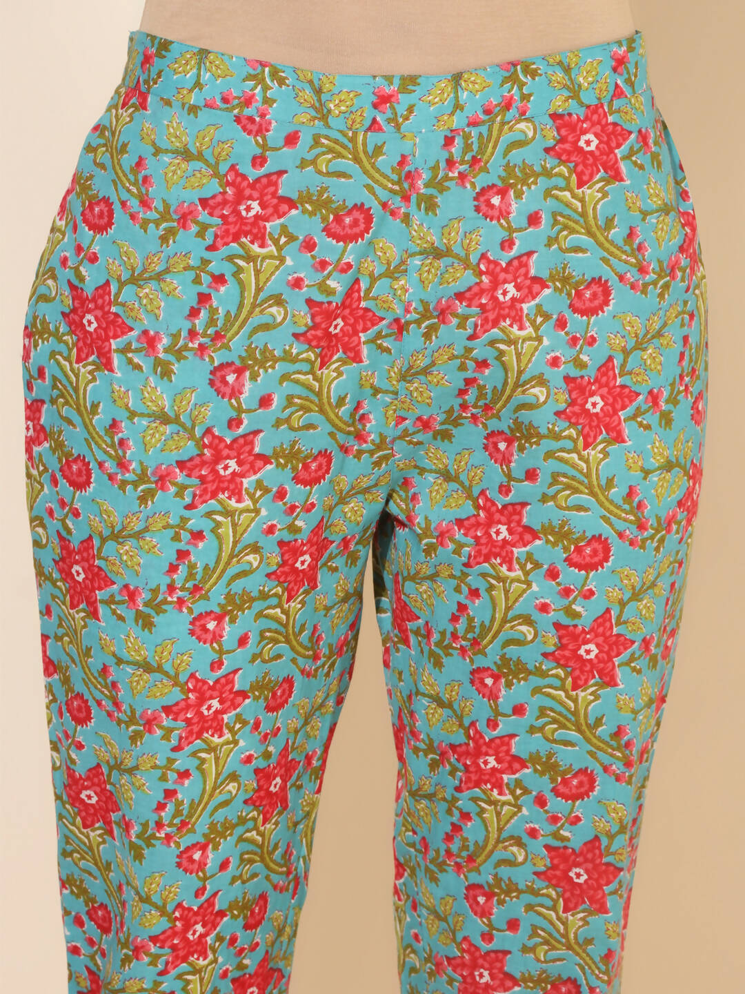 Janasya Women's Blue Cotton Printed Casual Peplum Co-ords - Swadesiicart
