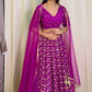 Jyoti Fashion Women's Wine Faux Georgette Sequins with Thread Embroidered Designer Lehenga Choli Set | Swadesiicart