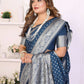 Aastha Fashion Navy Blue Georgette Silk Zari Weaving Saree